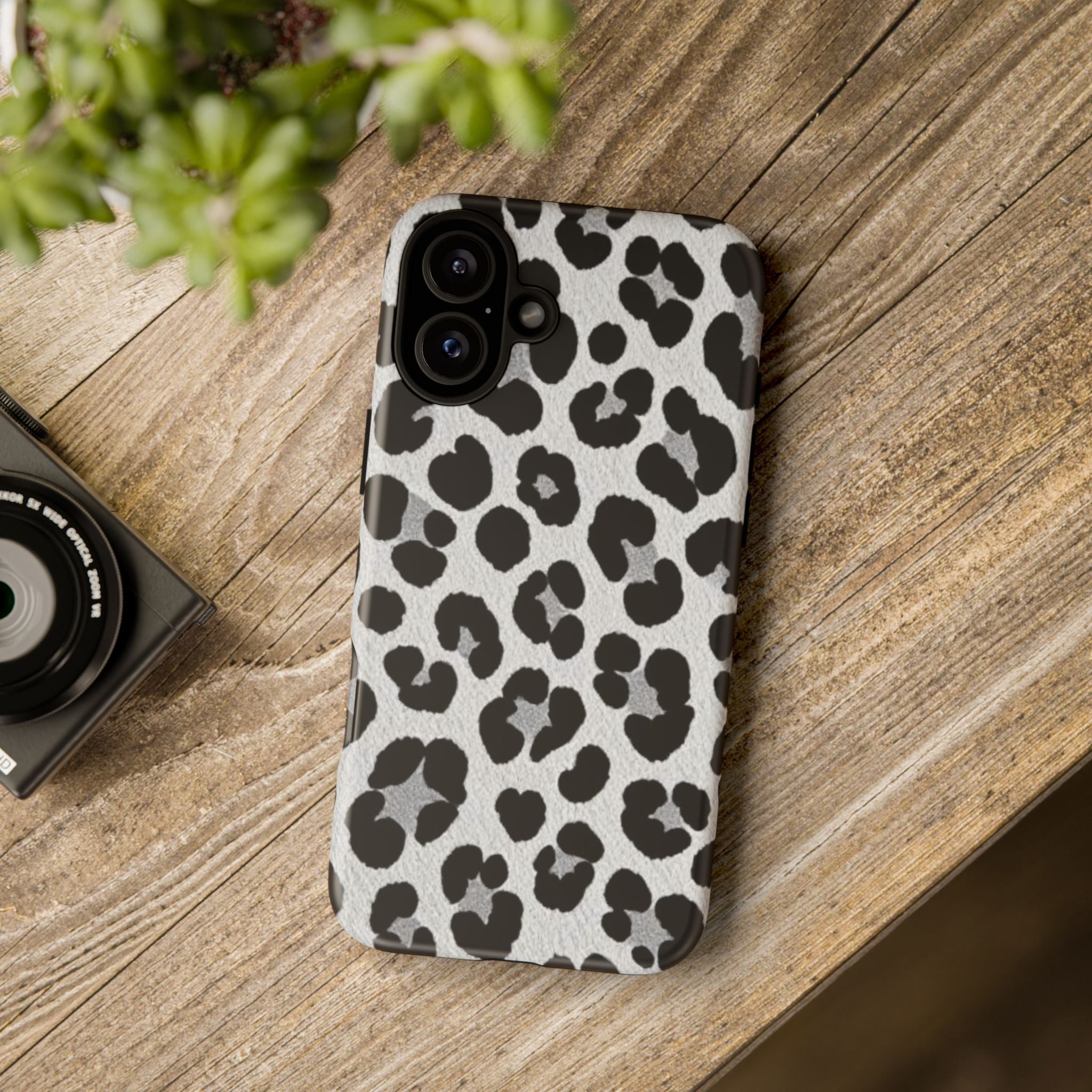 Black and White Leopard Print Phone Case