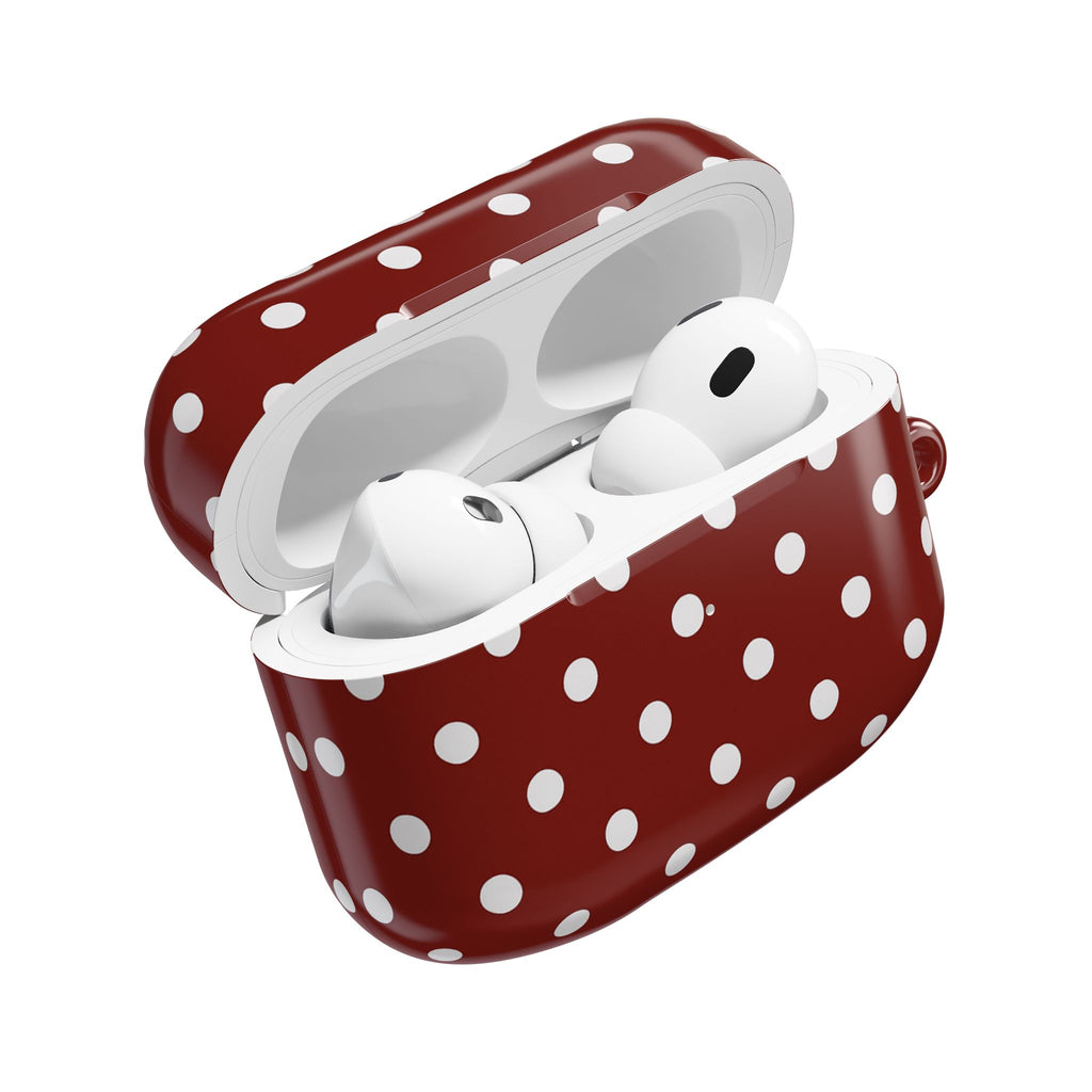Dark Red Polka Dot AirPod Case