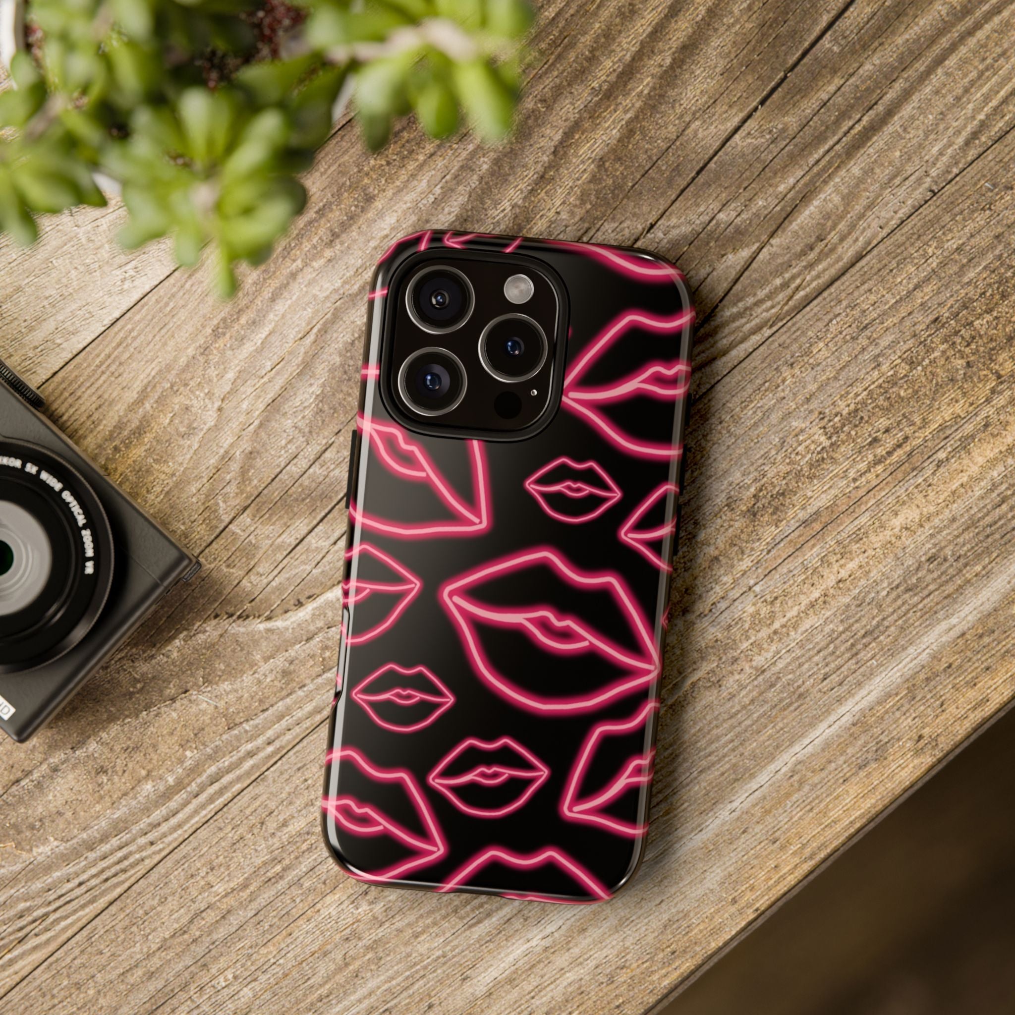 Neon Red Lips Phone Case