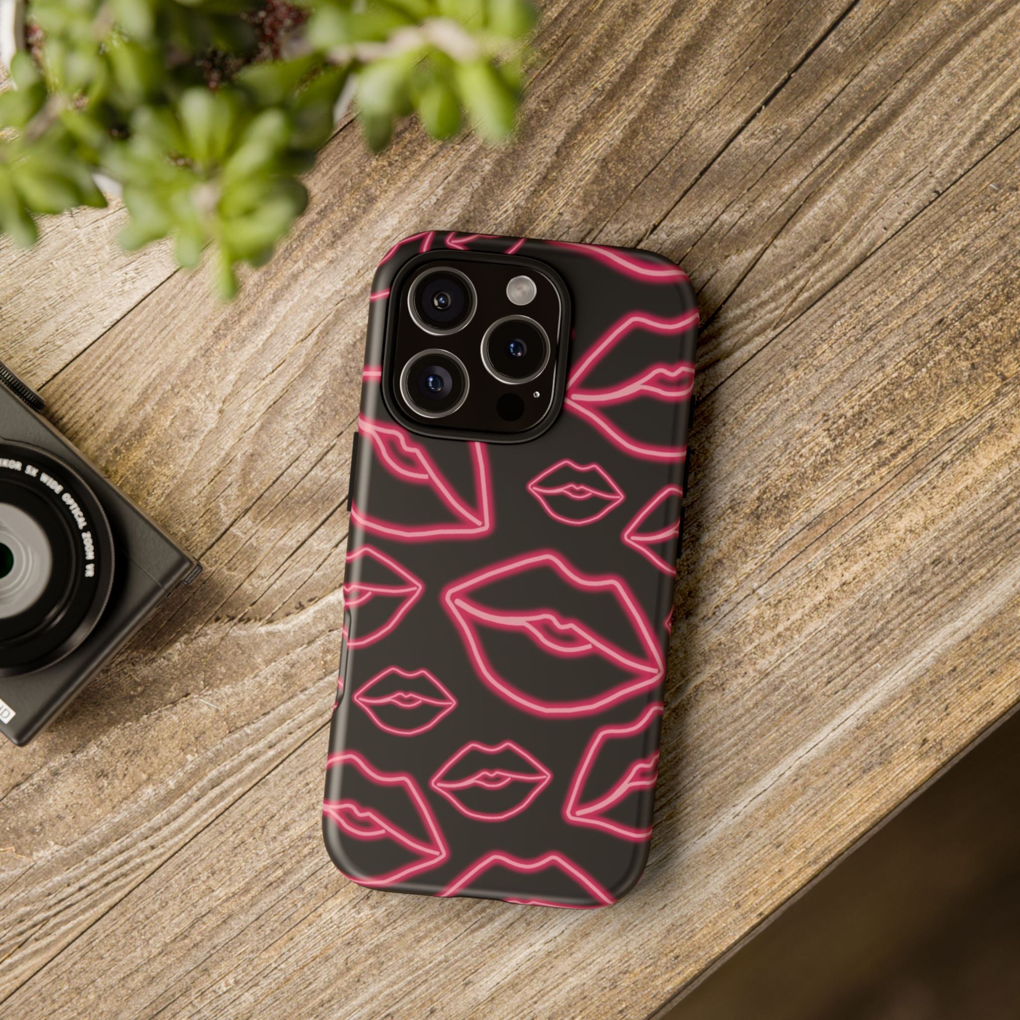 Neon Red Lips Phone Case