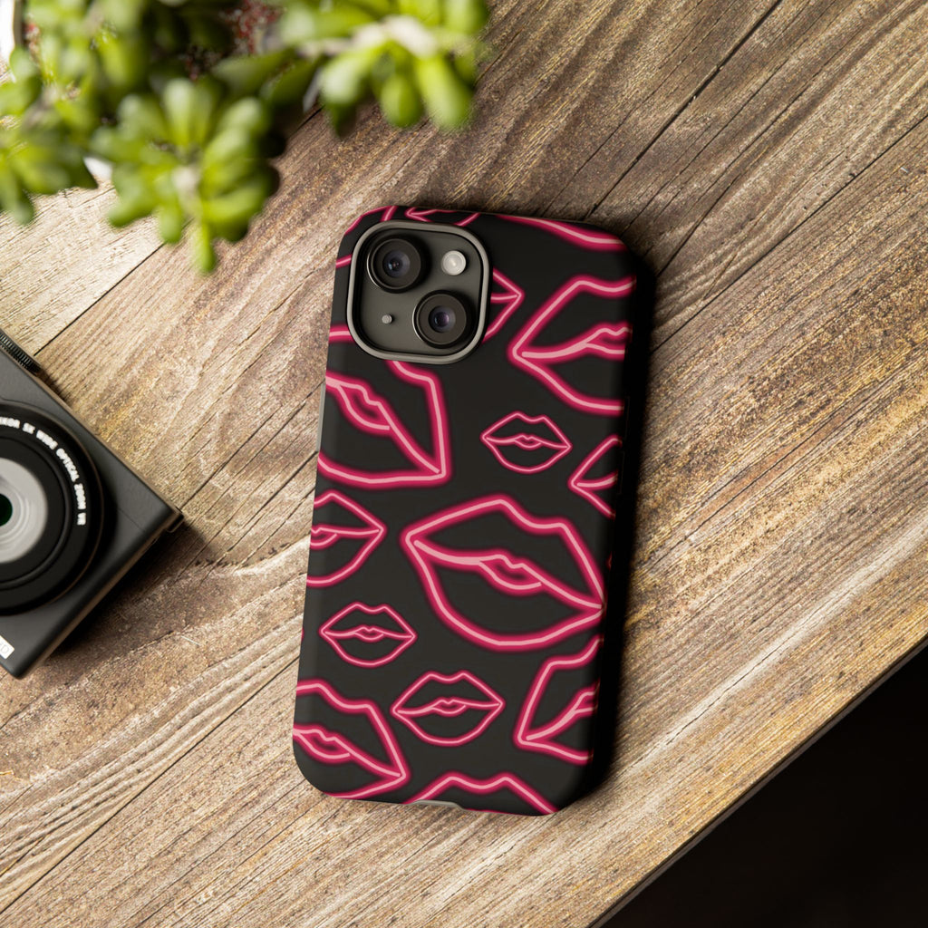 Neon Red Lips Phone Case