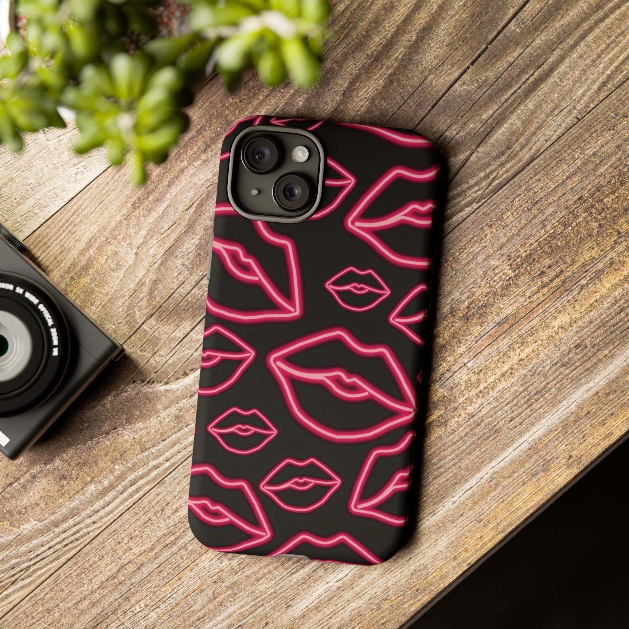 Neon Red Lips Phone Case
