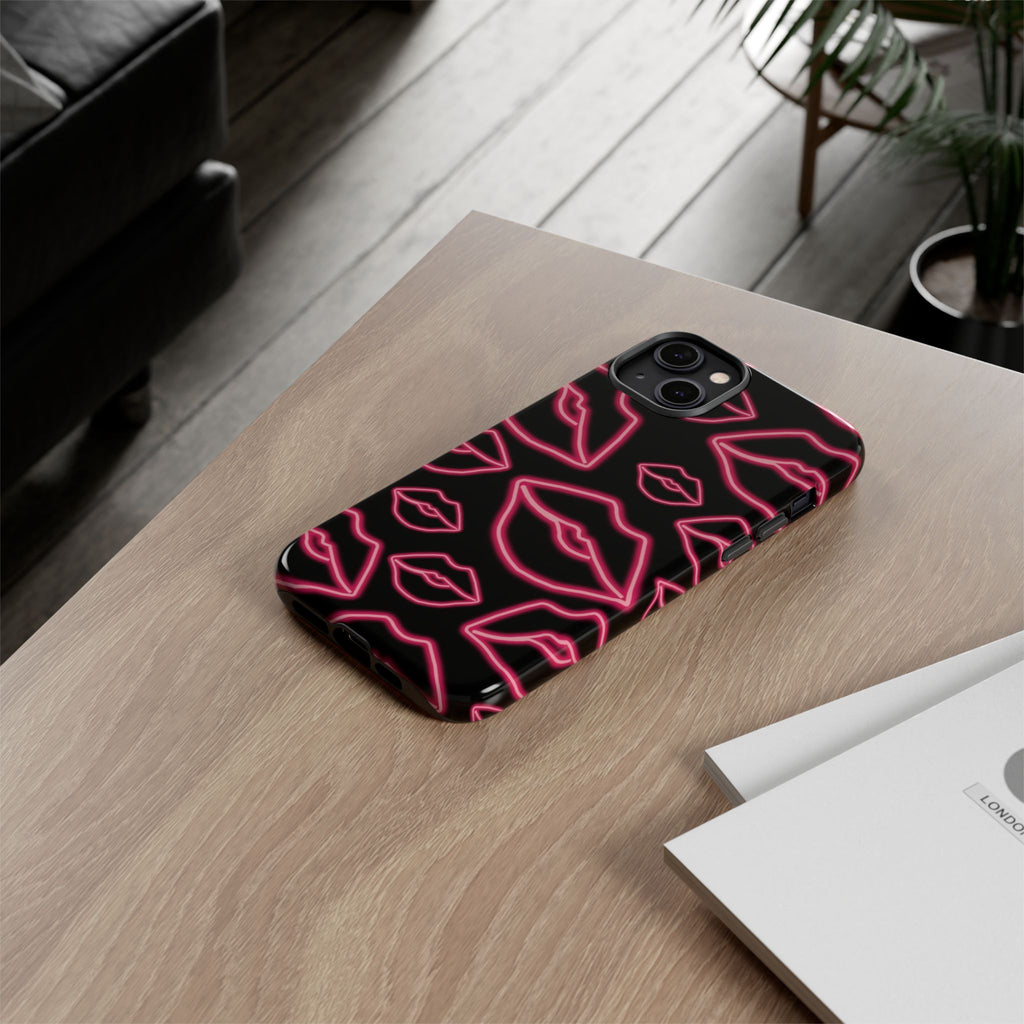 Neon Red Lips Phone Case