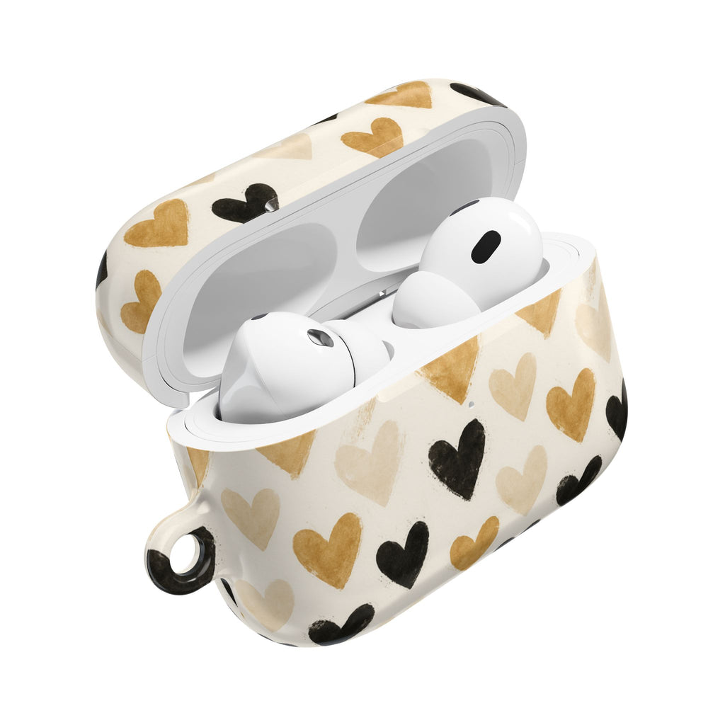 Beige Hearts AirPod Case