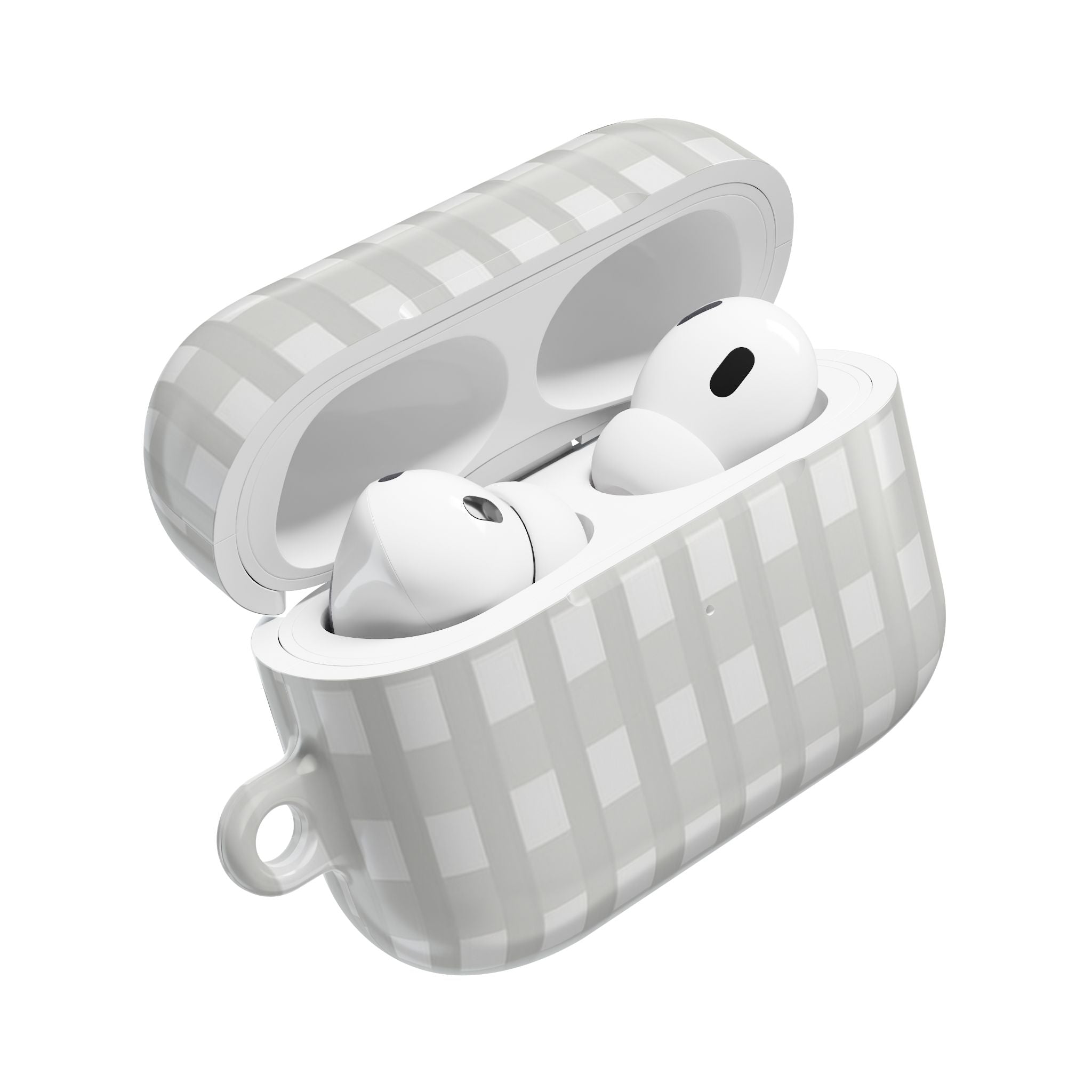 Grey Gingham Airpods Case