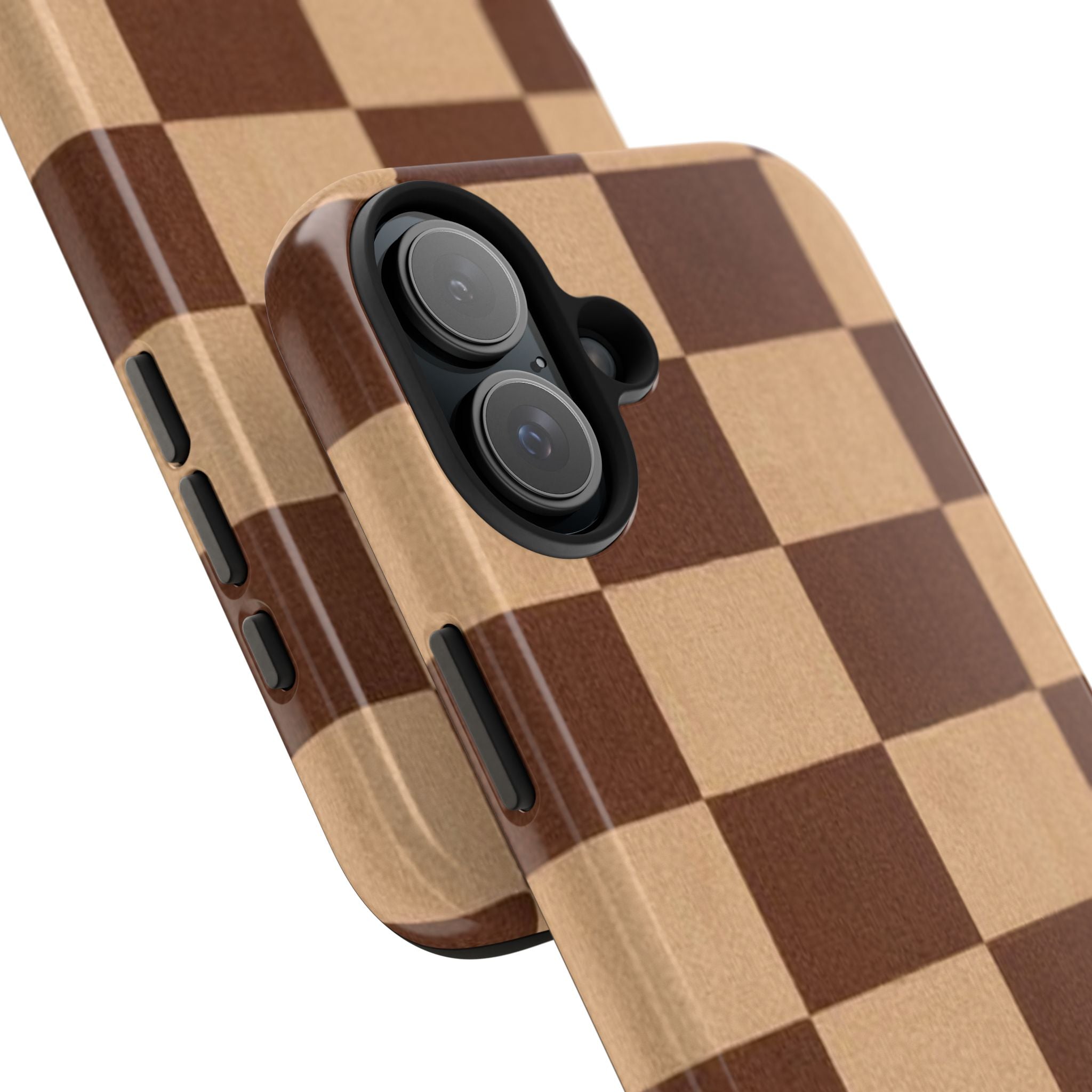 Brown and Beige Checkered Phone Case