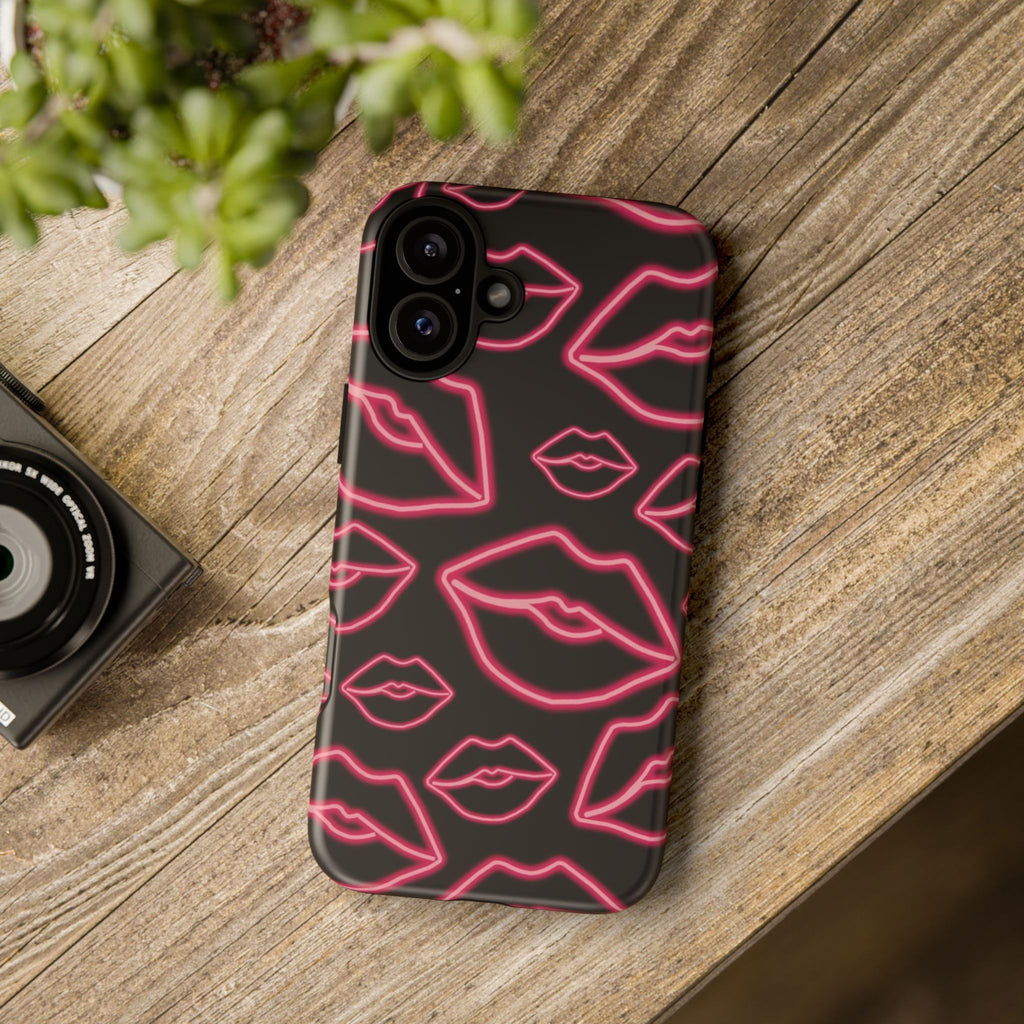 Neon Red Lips Phone Case