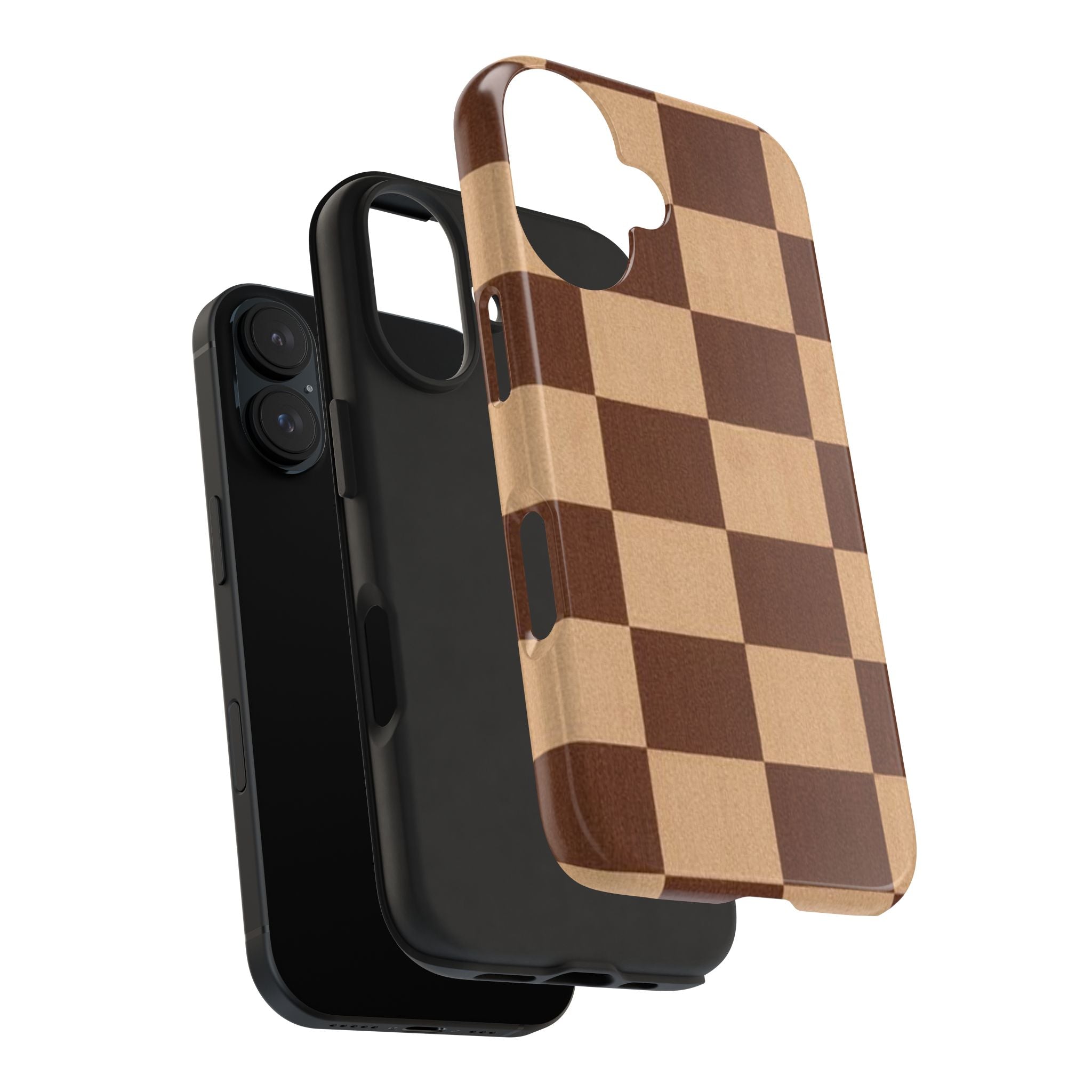Brown and Beige Checkered Phone Case