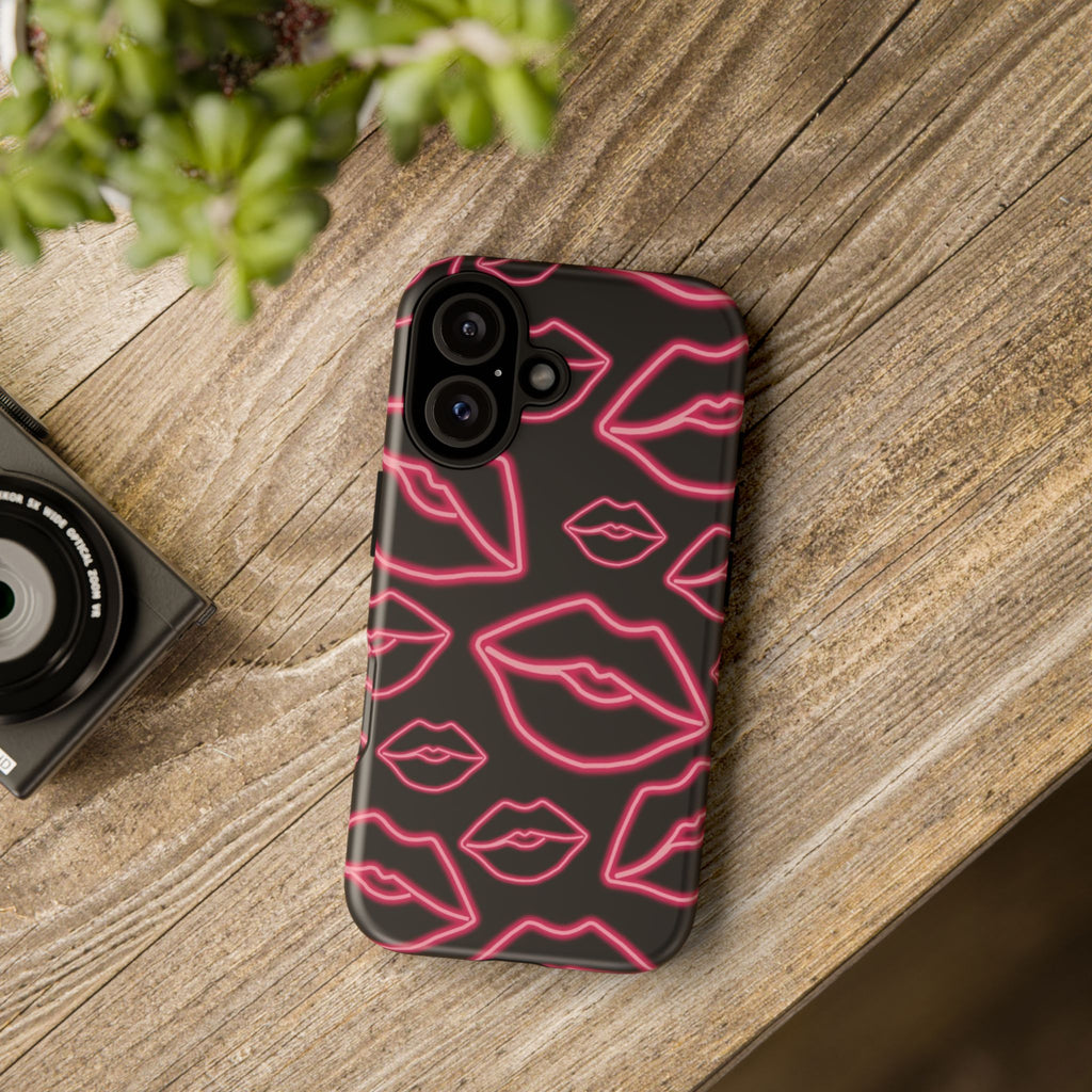 Neon Red Lips Phone Case